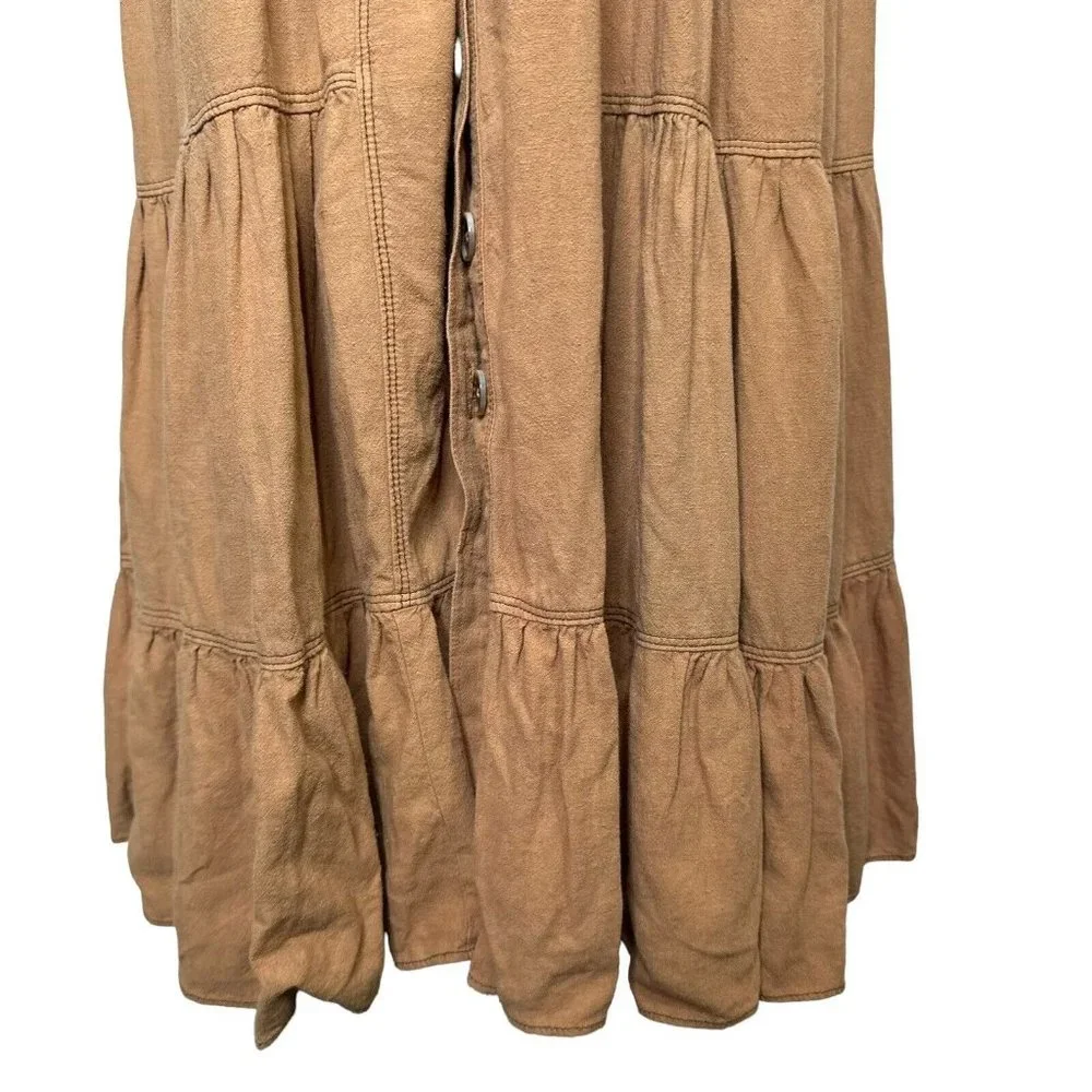 NWT Free People Catch The Breeze Midi Dress sz M medium Linen Amber Waves Tiered - Picture 6 of 14